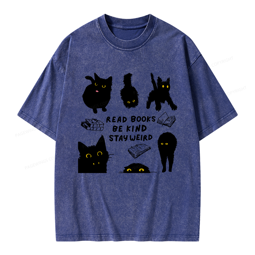 Pagewings Read Books Be Kind Stay Weird Unisex Washed T-shirt