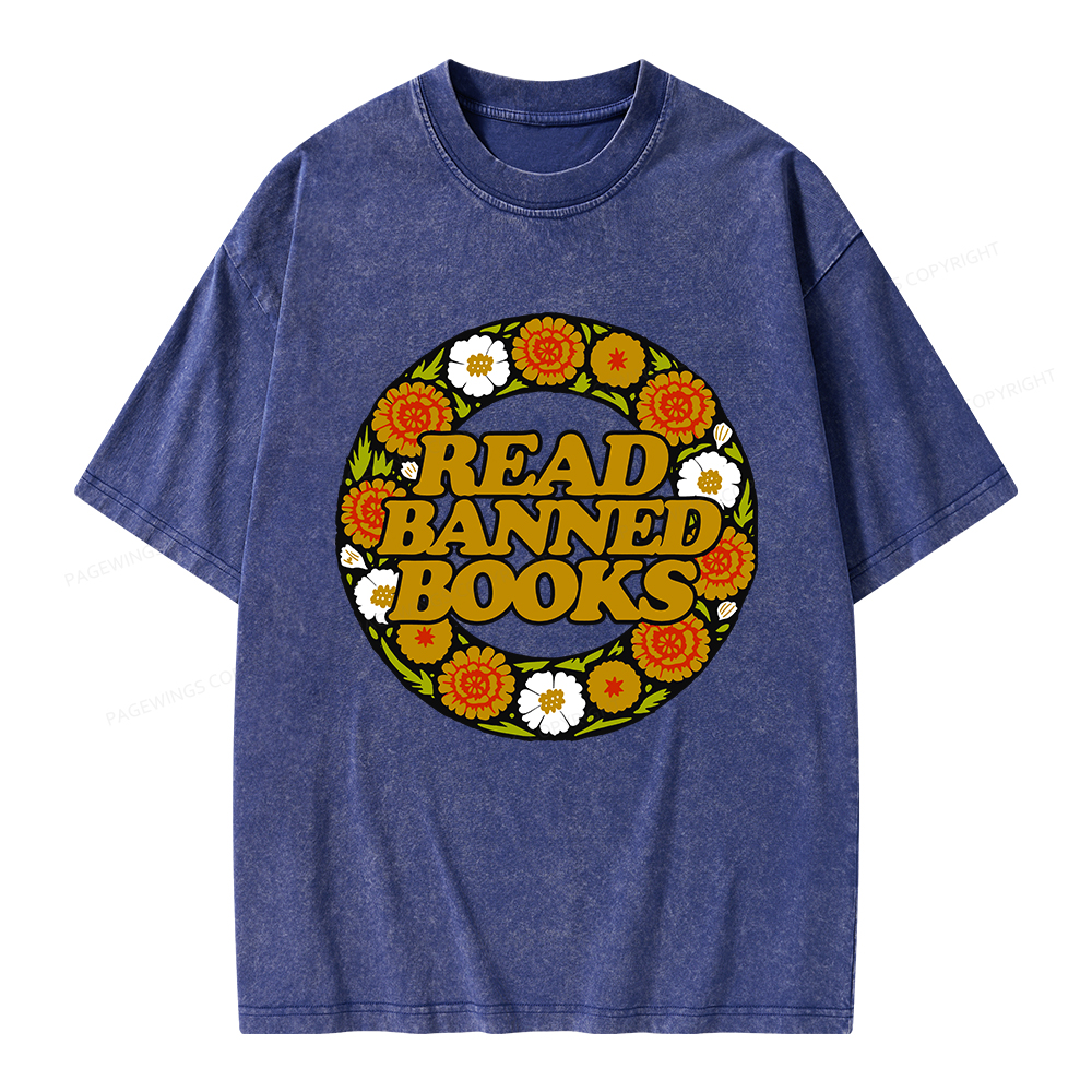 Pagewings Read Banned Books Unisex Washed T-shirt