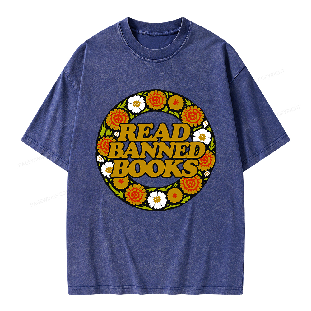 Pagewings Read Banned Books Unisex Washed T-shirt