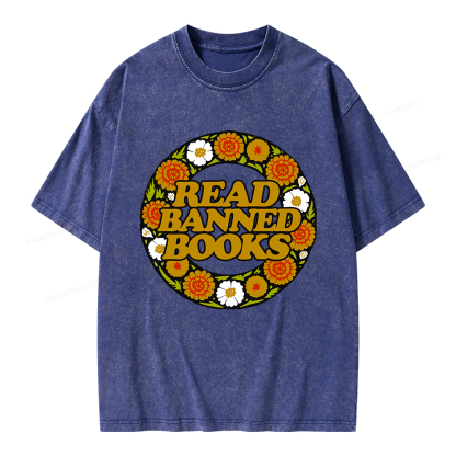 Pagewings Read Banned Books Unisex Washed T-shirt