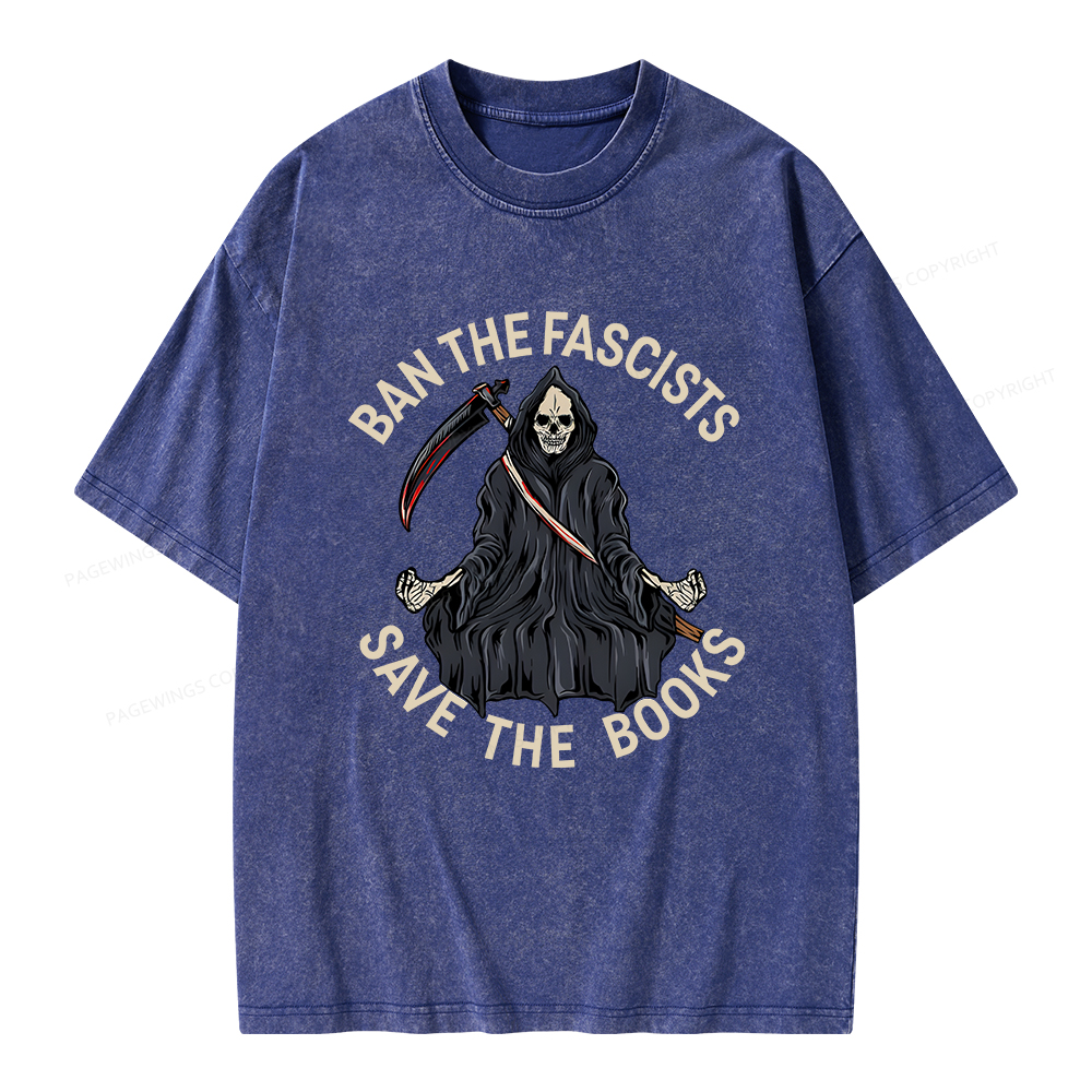 Pagewings Ban The Fascists Save The Books Unisex Washed T-shirt