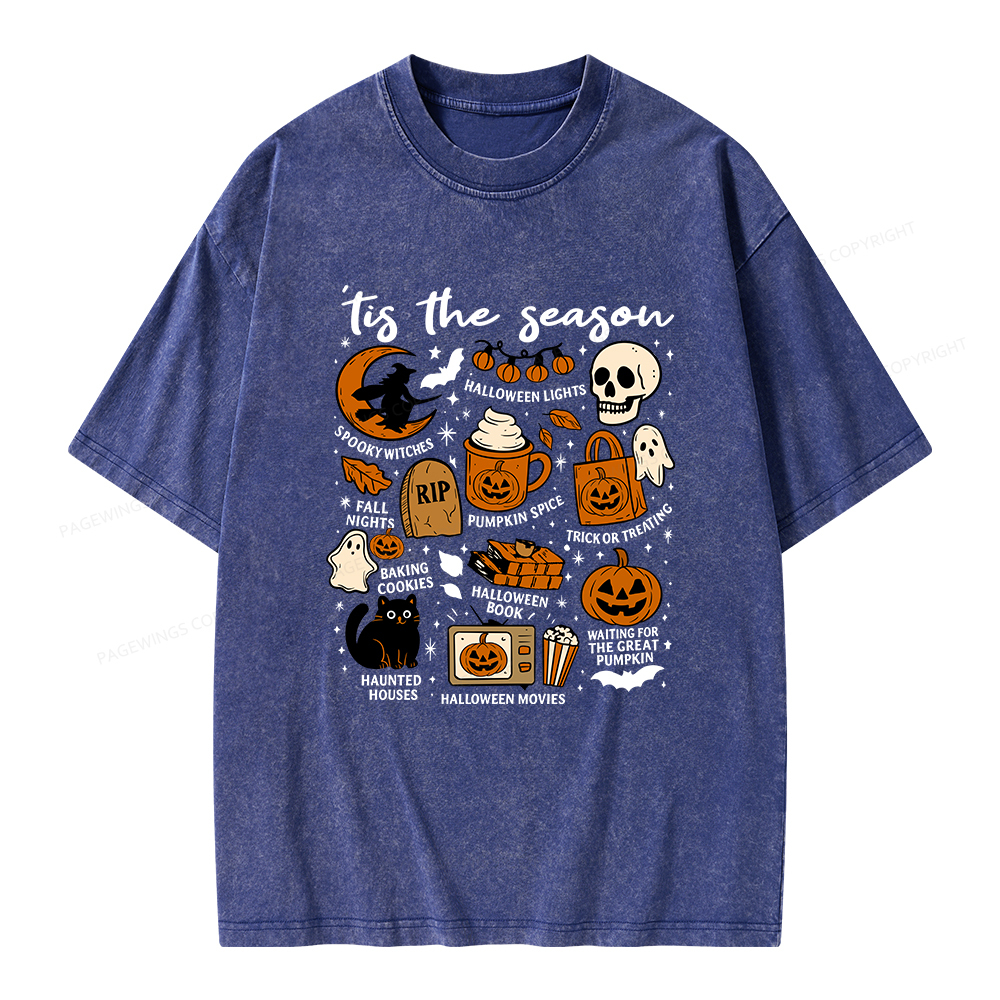 Pagewings Halloween Tis The Season Unisex Washed T-shirt