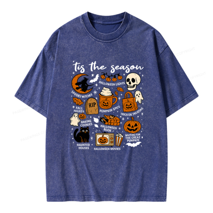 Pagewings Halloween Tis The Season Unisex Washed T-shirt