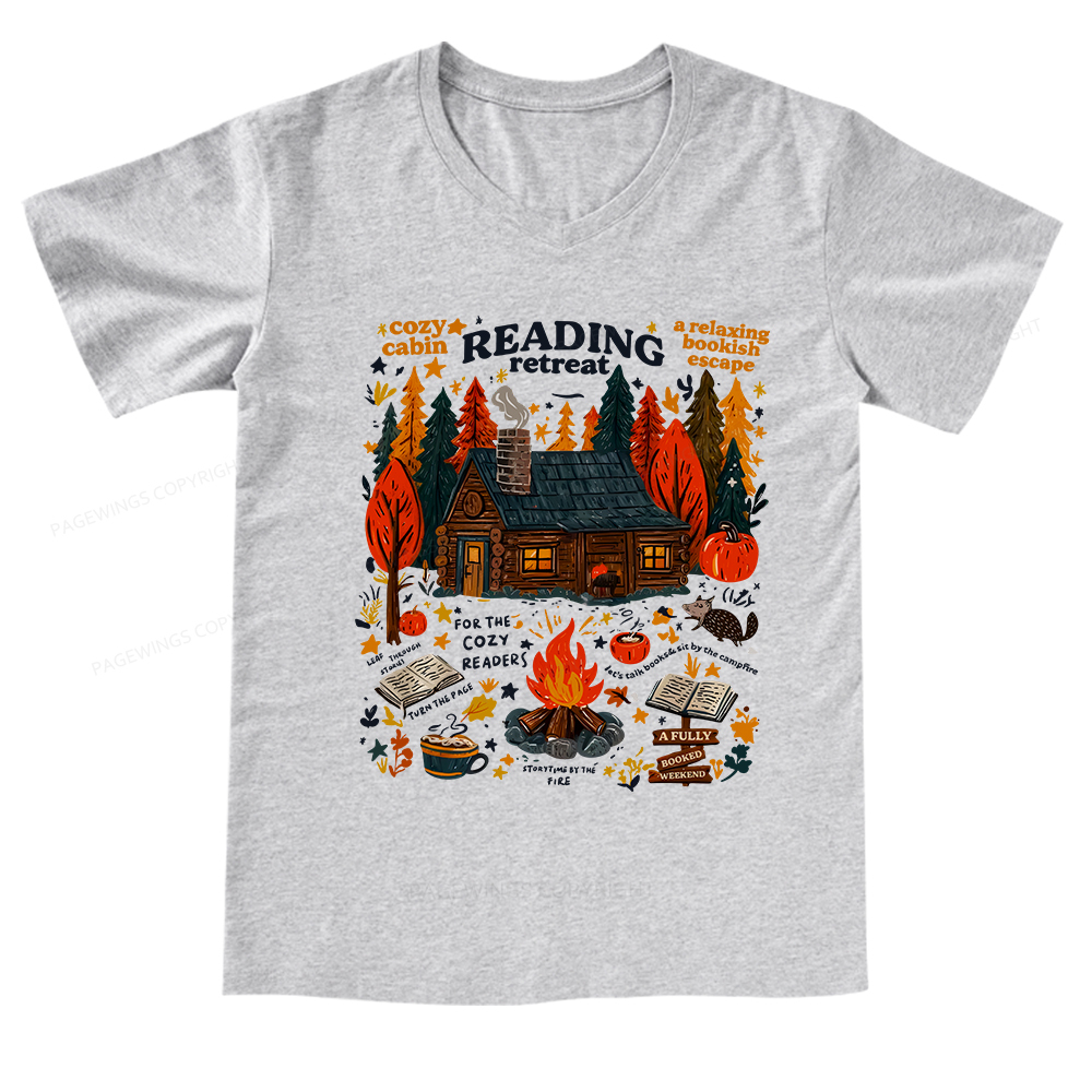 Pagewings Reading Retreat V-neck T-shirt