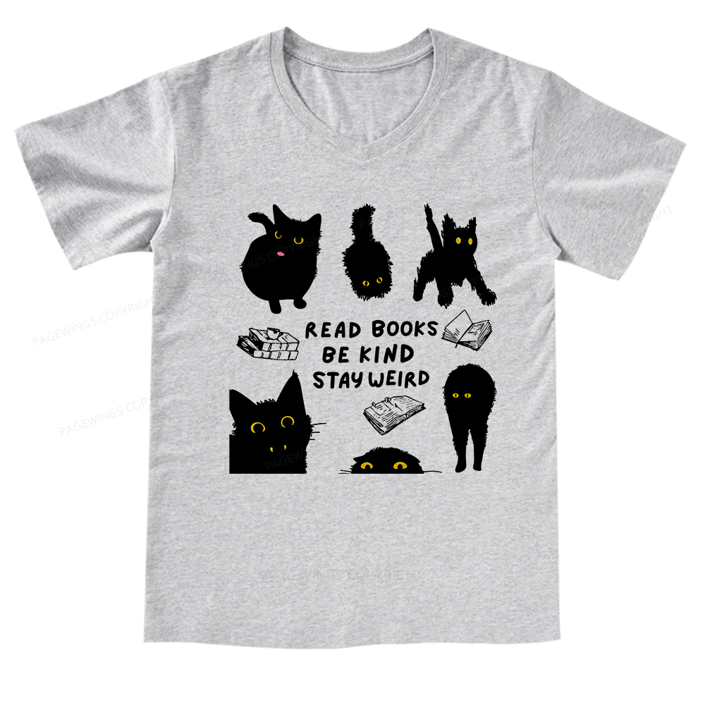 Pagewings Read Books Be Kind Stay Weird V-neck T-shirt