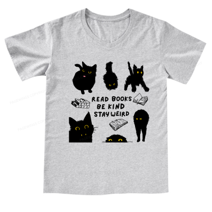 Pagewings Read Books Be Kind Stay Weird V-neck T-shirt