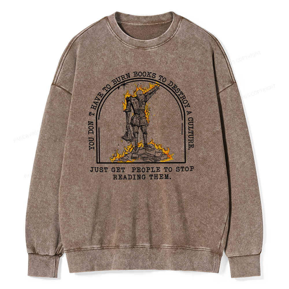 Pagewings Book Lovers Shirts, Literary Gift Unisex Washed Sweatshirt