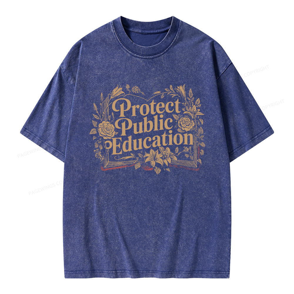 Pagewings Protect Public Education Unisex Washed T-shirt
