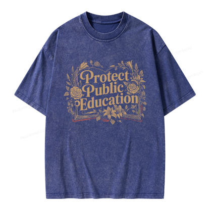 Pagewings Protect Public Education Unisex Washed T-shirt