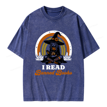 Pagewings I Read Banned Books Unisex Washed T-shirt