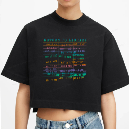 Pagewings Vintage Library Rainbow Women Crop Tops