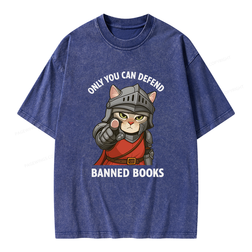 Pagewings Only You Can Defend Banned Books Unisex Washed T-shirt