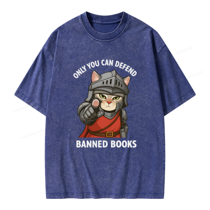 Pagewings Only You Can Defend Banned Books Unisex Washed T-shirt