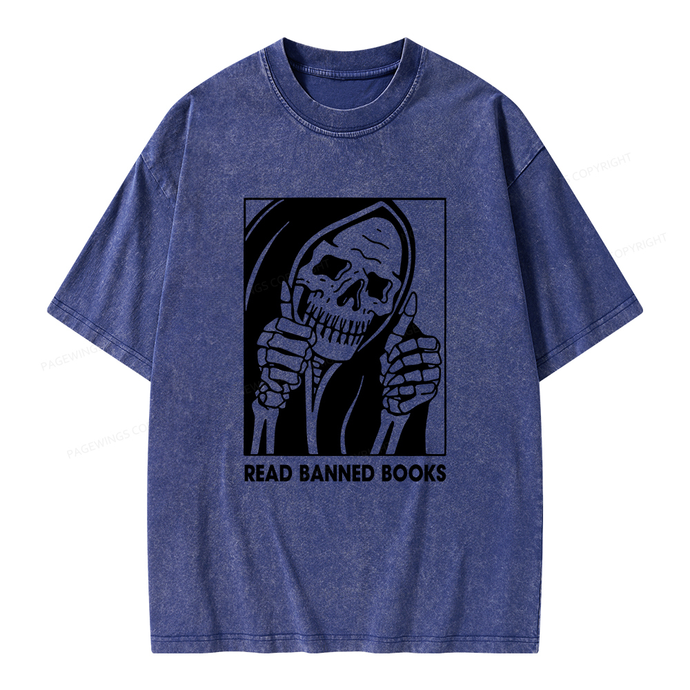 Pagewings Read Banned Books Unisex Washed T-shirt