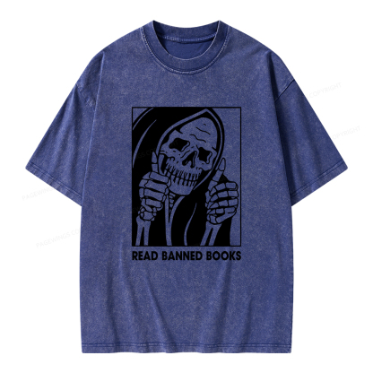 Pagewings Read Banned Books Unisex Washed T-shirt