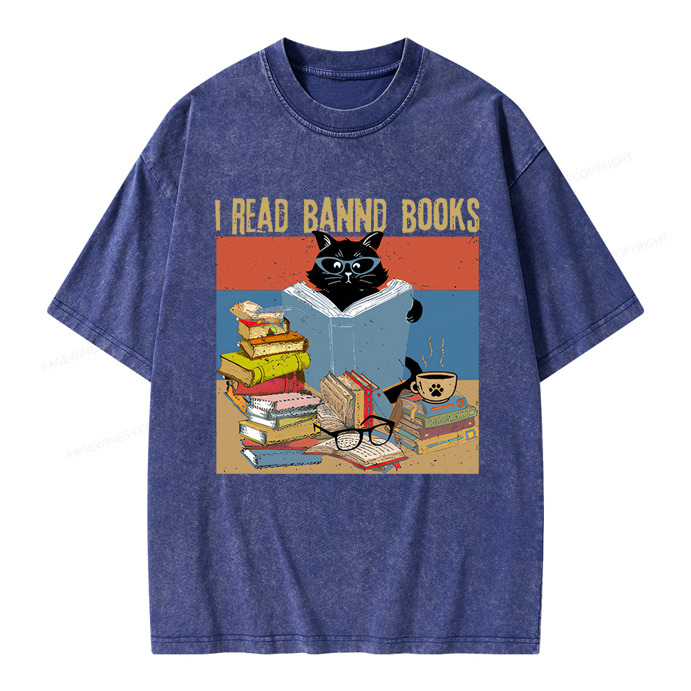 Pagewings  I Read Banned Books Unisex Washed T-shirt