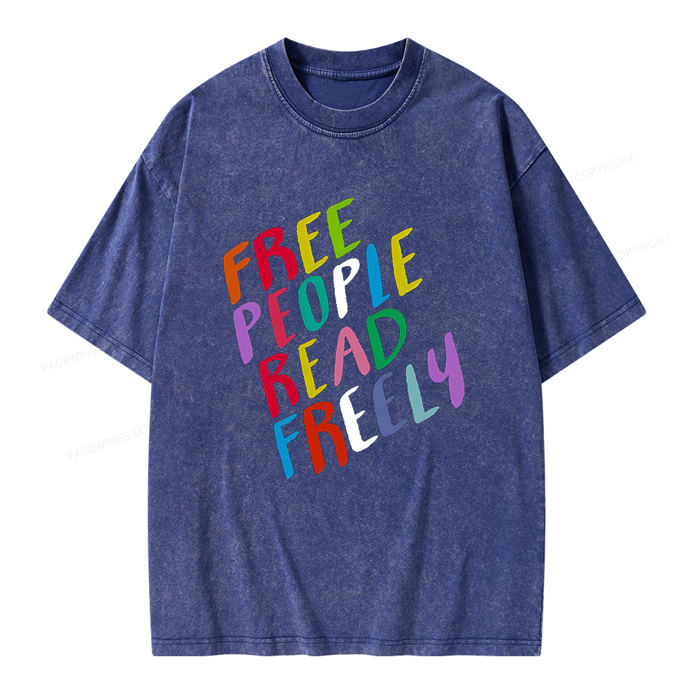 Pagewings Free People Read Freely Unisex Washed T-shirt