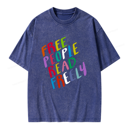 Pagewings Free People Read Freely Unisex Washed T-shirt