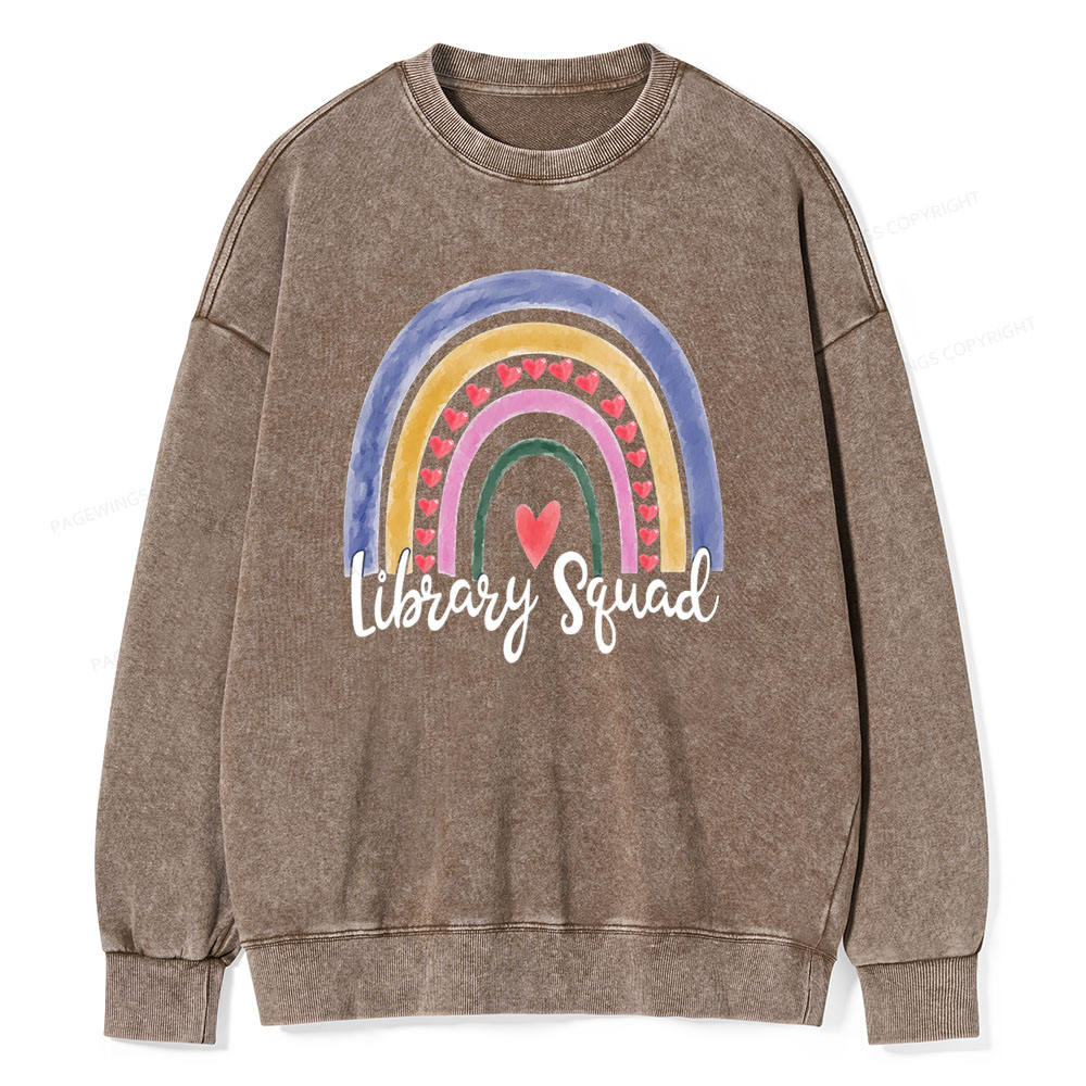 Pagewings Librarian Tee, Library Team Tee, Library Squad Shirt Unisex Washed Sweatshirt