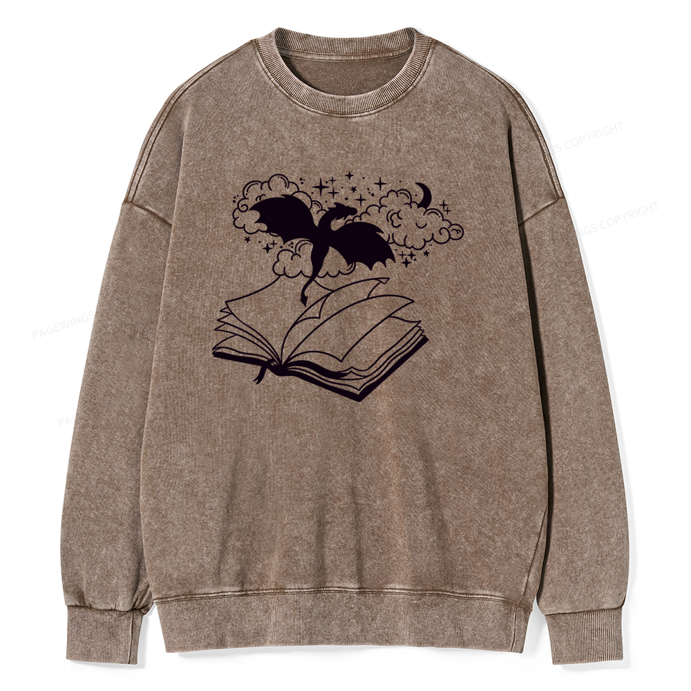 Pagewings Dragon Book Unisex Tee Unisex Washed Sweatshirt