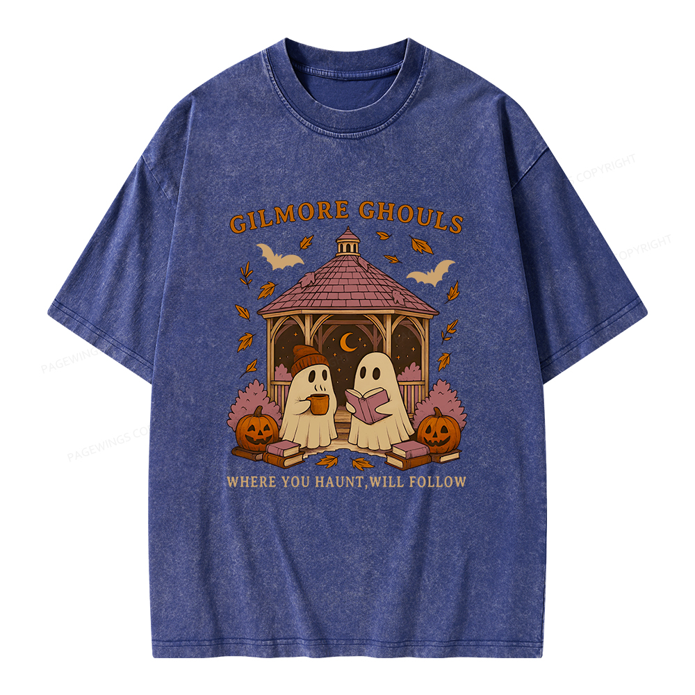 Pagewings Gilmore Ghouls Unisex Washed T-shirt