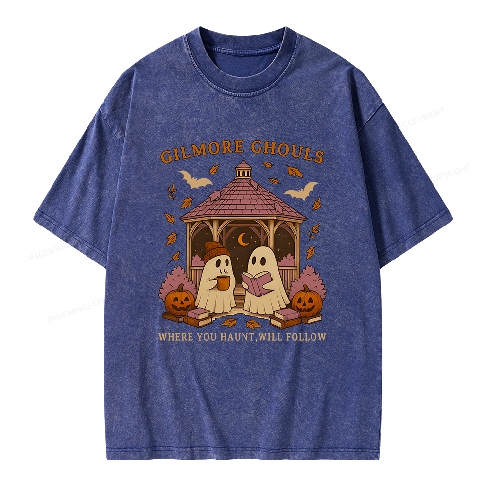 Pagewings Gilmore Ghouls Unisex Washed T-shirt