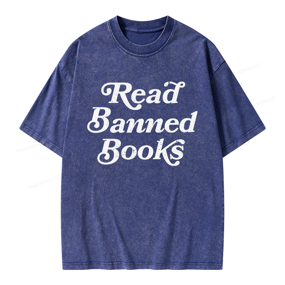 Pagewings Read Banned Books Unisex Washed T-shirt