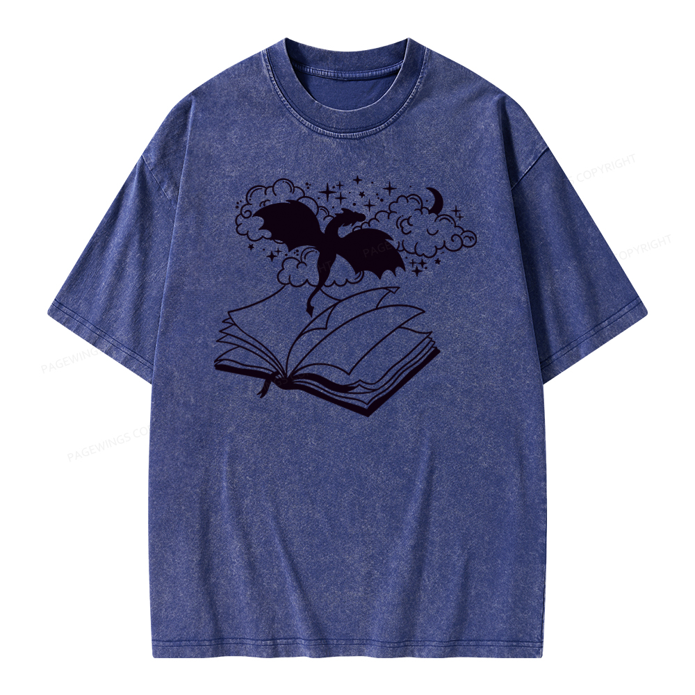 Pagewings Dragon Book Unisex Tee Unisex Washed T-shirt