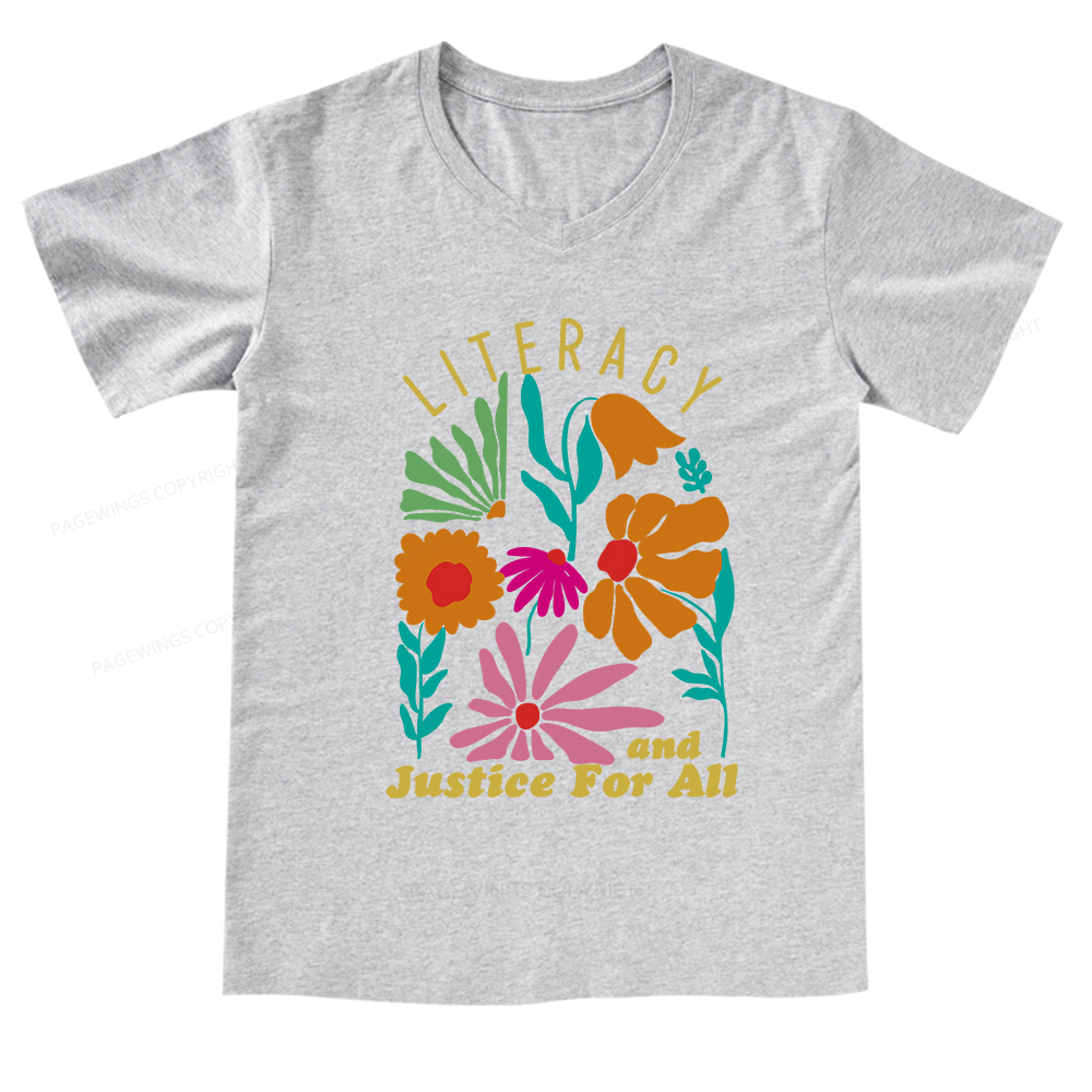 Pagewings Literacy And Justice V-neck T-shirt