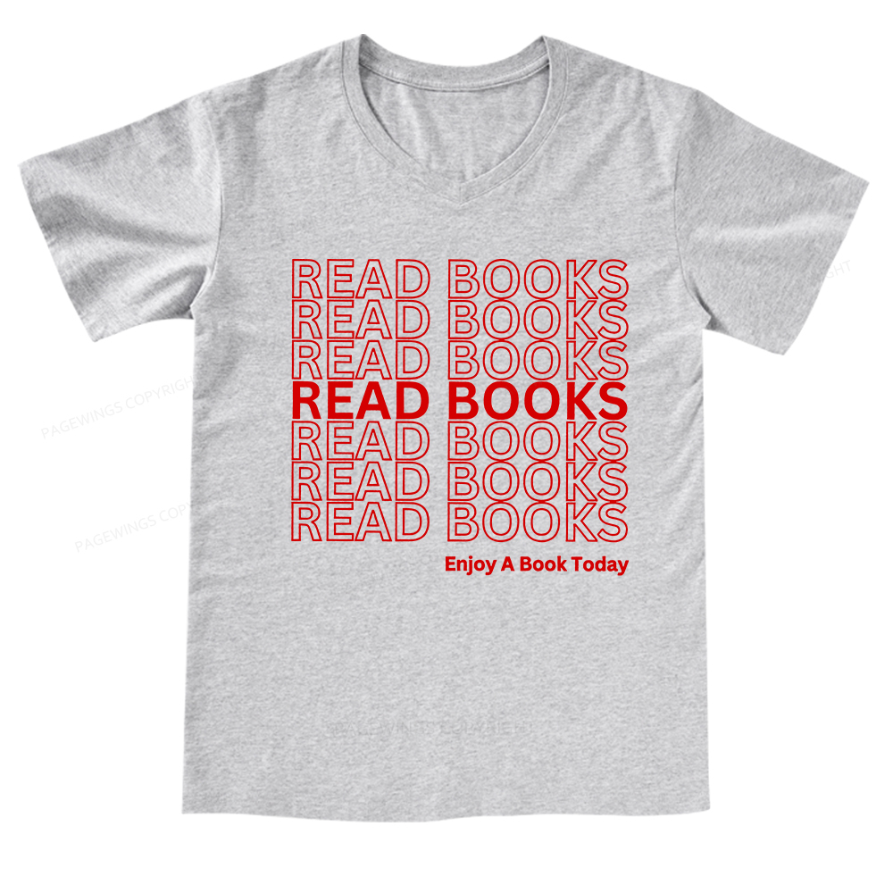 Pagewings Read Books Librarian V-neck T-shirt