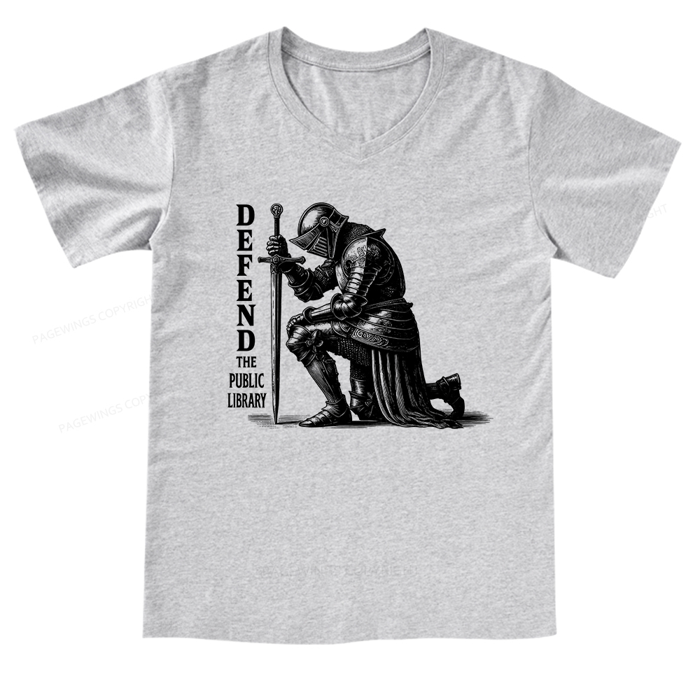 Pagewings Defend the Public Library V-neck T-shirt