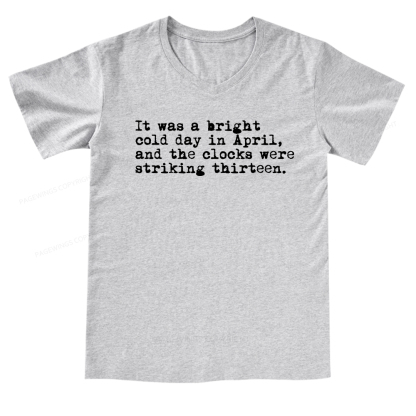 Pagewings Orwell It Was A Bright Cold Day In April  V-neck T-shirt