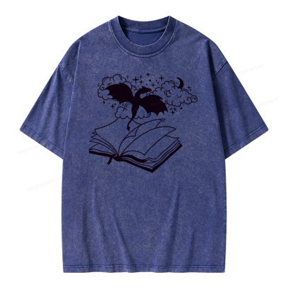 Pagewings Dragon Book Unisex Tee Unisex Washed T-shirt