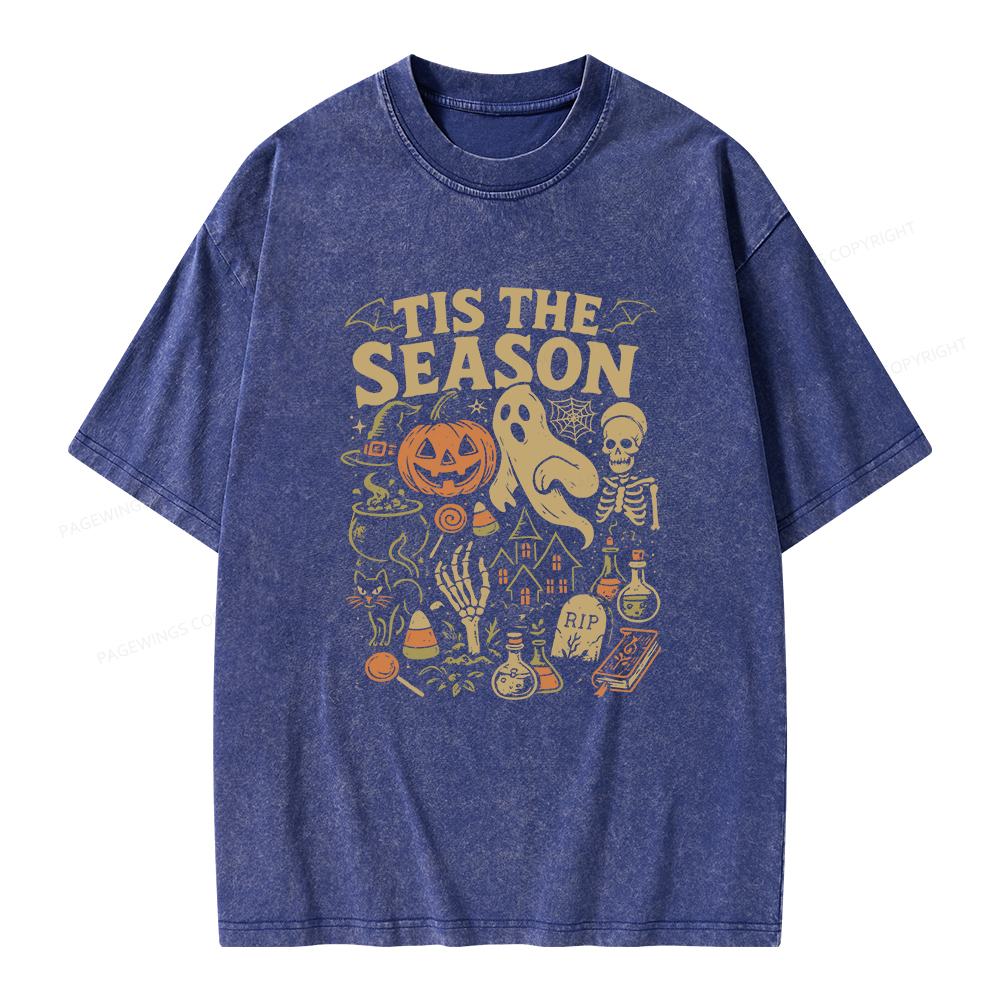 Pagewings Tis The Season Halloween Unisex Washed T-shirt