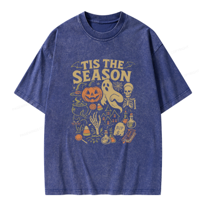 Pagewings Tis The Season Halloween Unisex Washed T-shirt