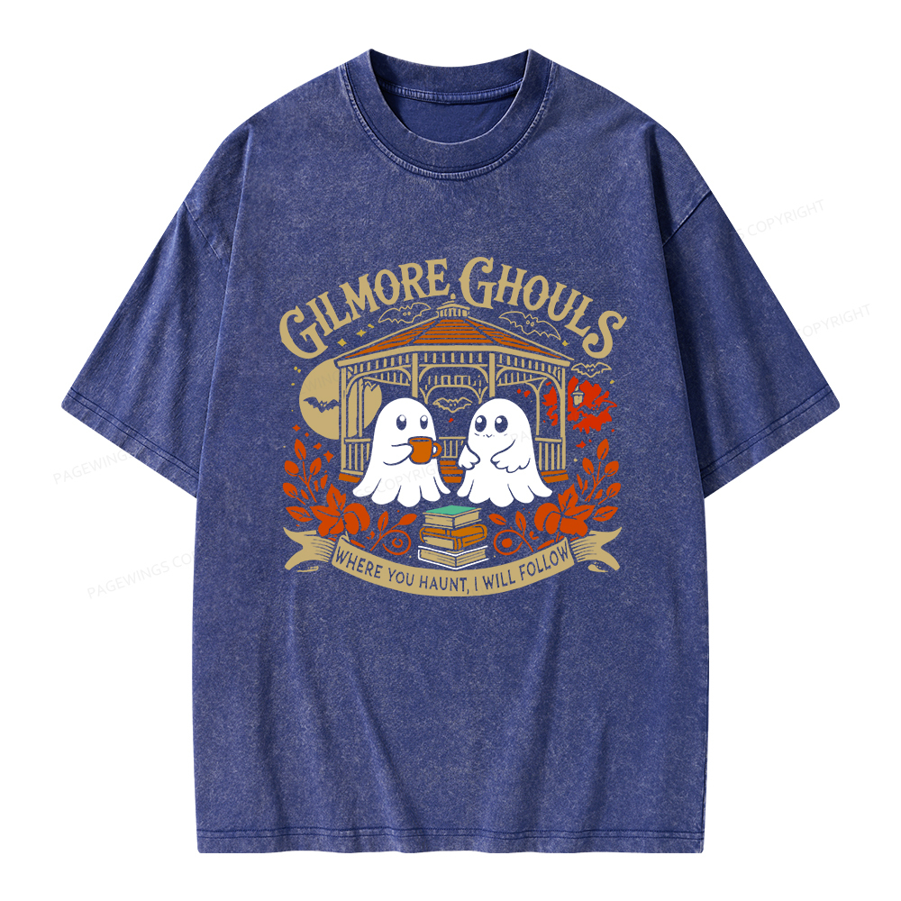 Pagewings Gilmore Ghouls Unisex Washed T-shirt