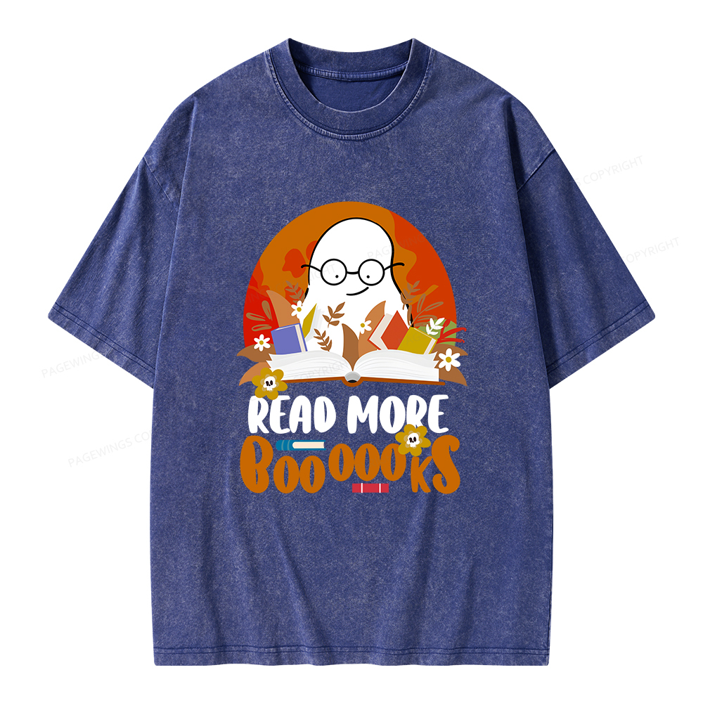 Pagewings Read More Books Halloween Unisex Washed T-shirt