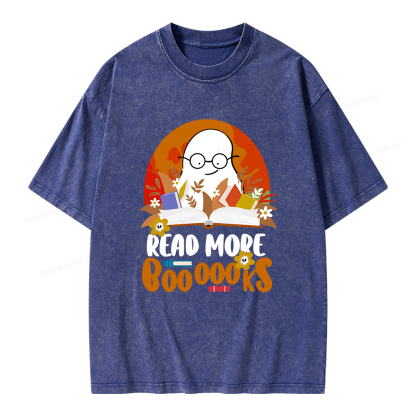 Pagewings Read More Books Halloween Unisex Washed T-shirt