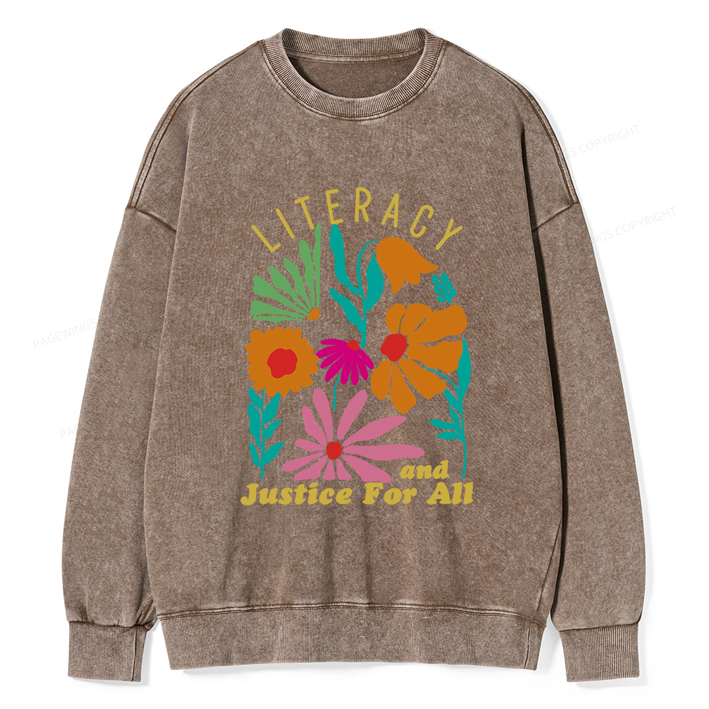 Pagewings Literacy And Justice Unisex Washed Sweatshirt