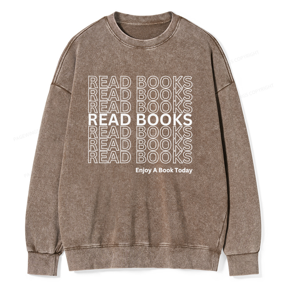 Pagewings Read Books Librarian Unisex Washed Sweatshirt