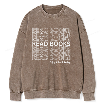 Pagewings Read Books Librarian Unisex Washed Sweatshirt