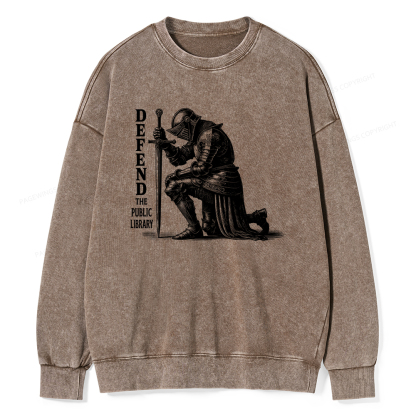 Pagewings Defend the Public Library Unisex Washed Sweatshirt