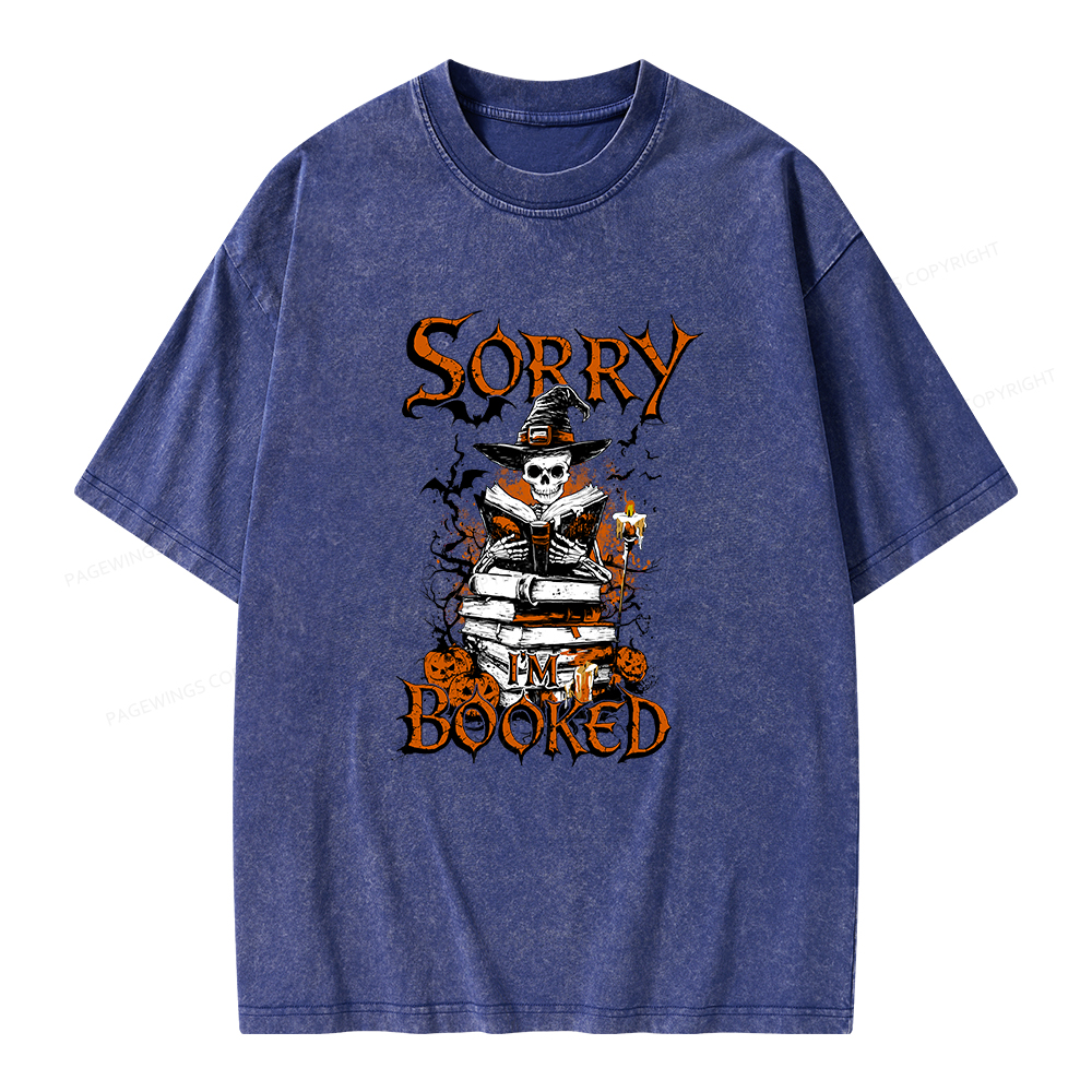 Pagewings Halloween I'm Booked Unisex Washed T-shirt