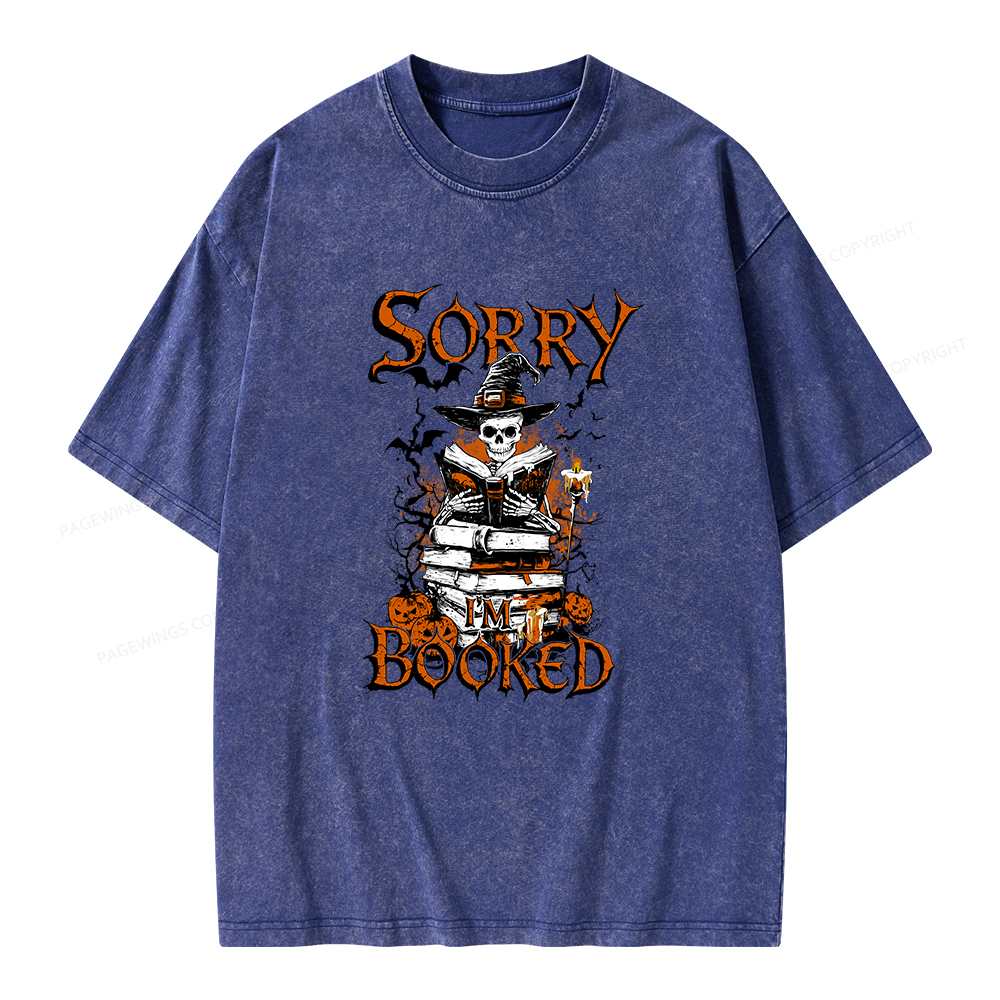 Pagewings Halloween I'm Booked Unisex Washed T-shirt