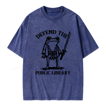 Pagewings Defend Your Public Library Unisex Washed T-shirt