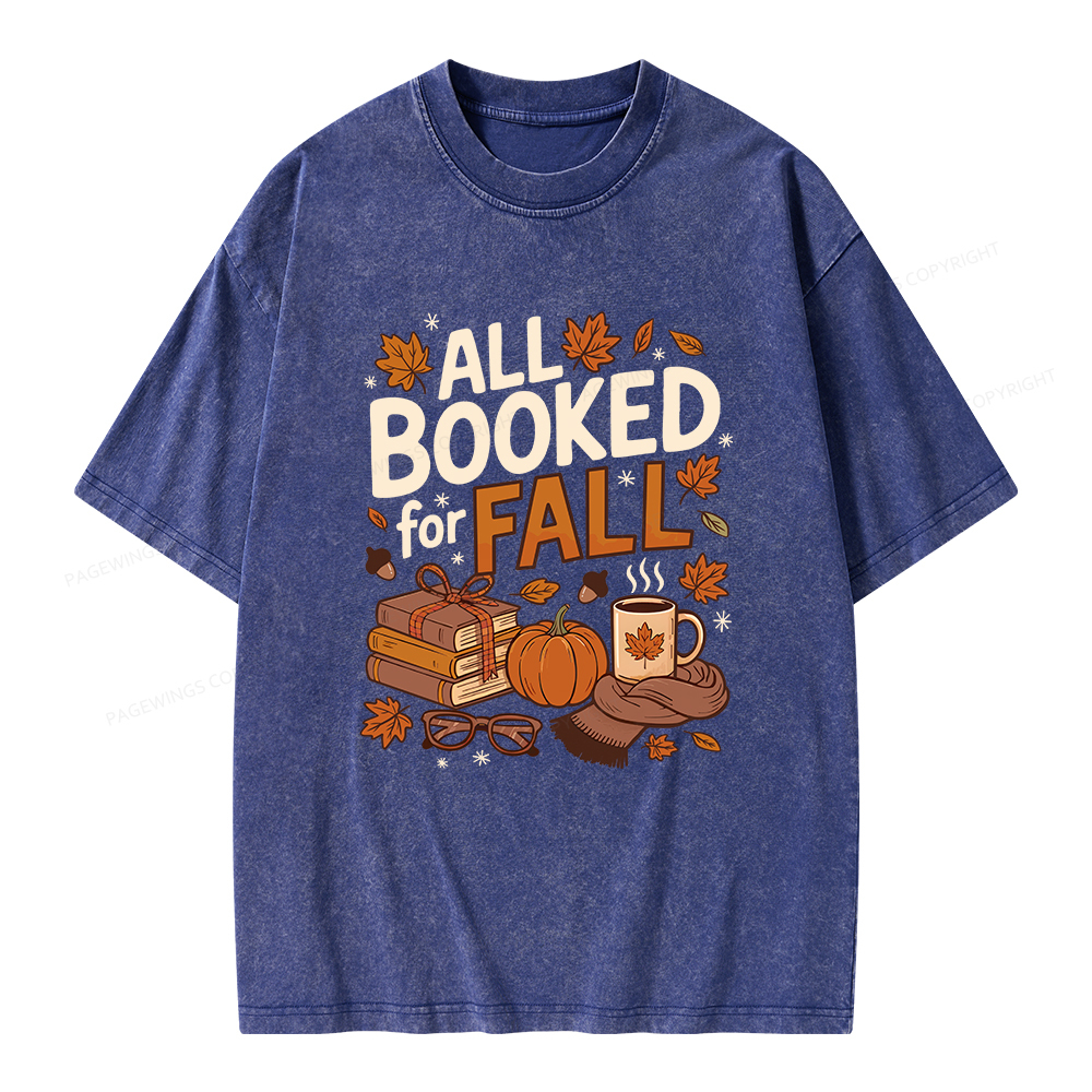 Pagewings All Booked For Fall Unisex Washed T-shirt