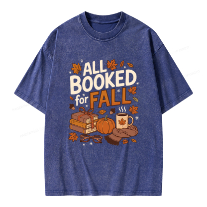 Pagewings All Booked For Fall Unisex Washed T-shirt