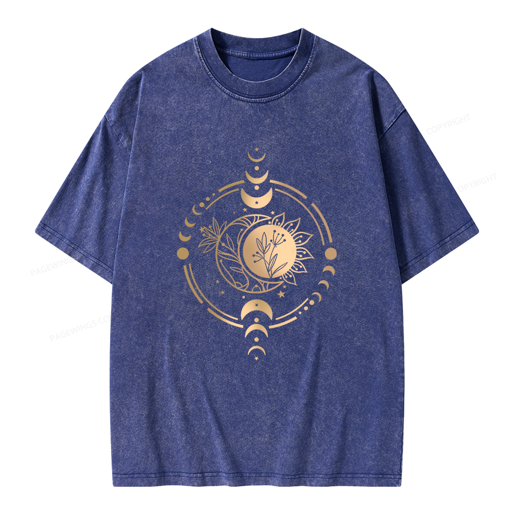 Pagewings Mystic Moon And Sun Unisex Washed T-shirt