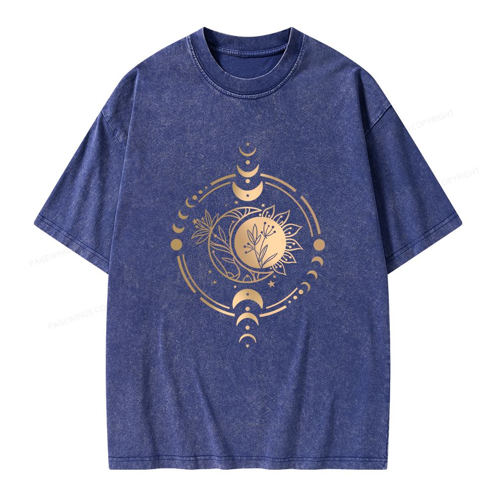 Pagewings Mystic Moon And Sun Unisex Washed T-shirt
