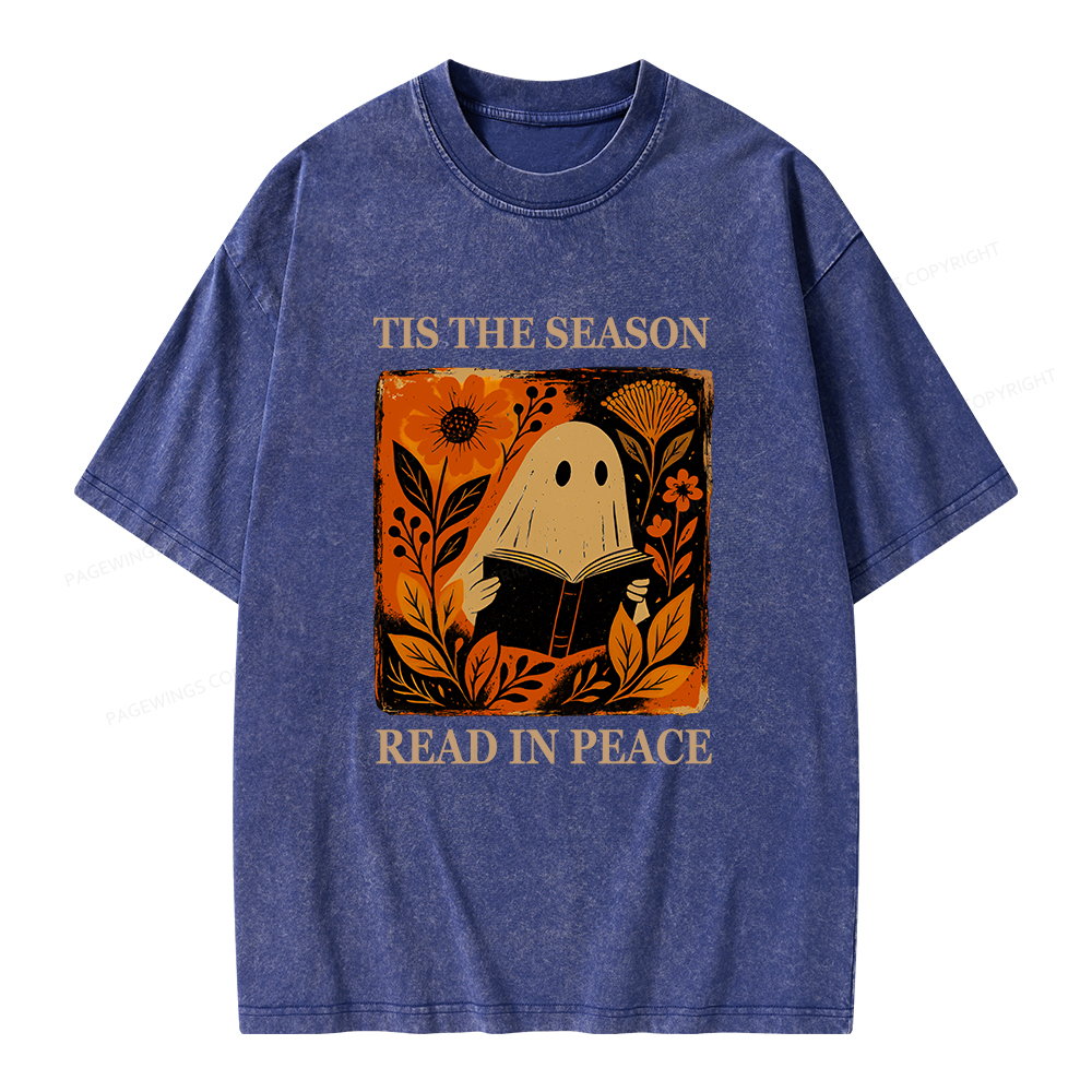 Pagewings Tis The Season Read In Peace Unisex Washed T-shirt